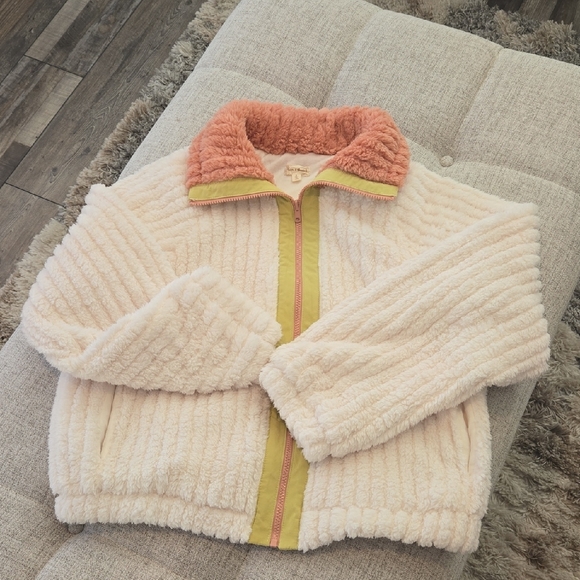 Hem & Thread Jackets & Blazers - Hem & Thread Cream Sherpa Teddy Jacket